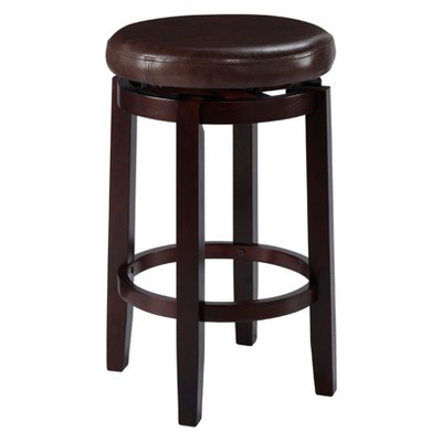 Linon Maya Faux Leather Swivel Backless Counter Height Barstool Brown ...