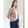 Allegra K Women's Striped 3/4 Sleeves Open Front Casual Notched Lapel Blazer - 4 of 4