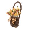Northlight Autumn Harvest Hanging Basket with Artificial Foliage and Checkered Bow - 22" - 3 of 4