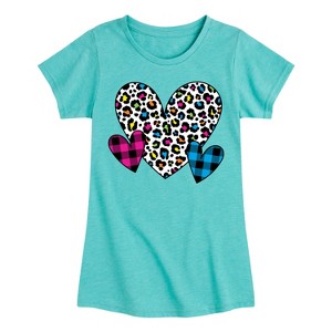 Girls' - Instant Message - Patterned Hearts Fitted Short Sleeve Graphic T-Shirt - 1 of 4