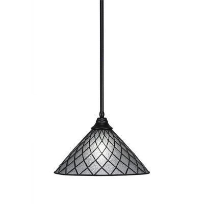 Toltec Lighting Any 1 - Light Pendant in  Matte Black with 16" Diamond Ice Art Glass Shade