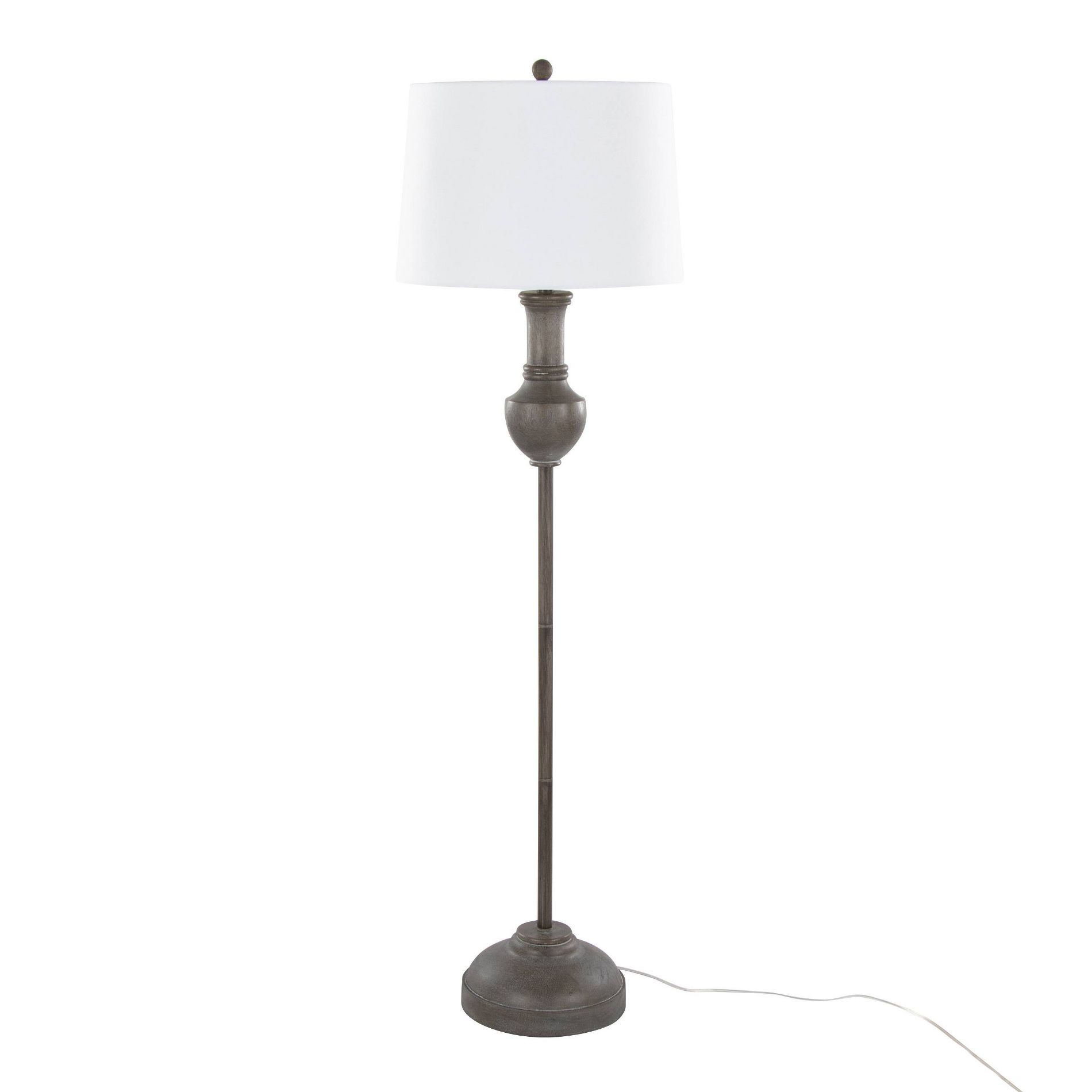 LumiSource Griffin 61" Contemporary Polyresin Floor Lamp in Acid Griffin Wood Finish/White Linen Shade from Grandview Gallery