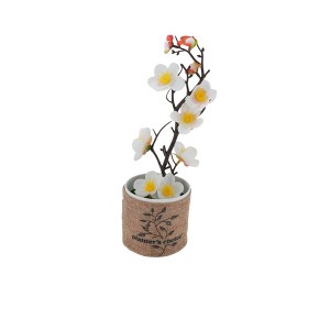 Unique Bargains Artificial Plants Golden Plum Blossom in Cloth Pot Plastic 4.72"x4.72"x11.42" 1 Pcs - 1 of 4