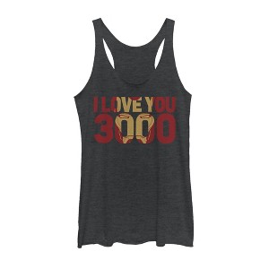Women's Marvel Iron Man Love 3000 Mask Racerback Tank Top - 1 of 3