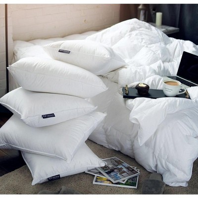 Lincove Queen Size White Cotton Down and Feather Pillows - Set of 2