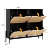 Modern Rattan Shoe Cabinet Organizer,4 Flip-Door Storage with 3 Adjustable Shelves - 2 of 4