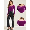 INSPIRE CHIC Women's Velvet Slim Fit Long Sleeve Off-Shoulder Blouse - 2 of 4