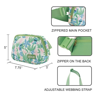 Disney Stitch Tropical Print 7.75" Green Fanny Pack — фото 6