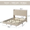 Full Size Floating Bed Frame with LED Lights, Upholstered Platform Bed Frame with Charging Station & Storage Headboard - 2 of 4