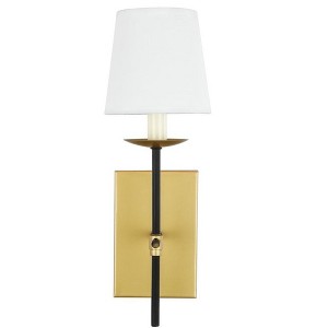 Elegant Lighting Eclipse 1 light Brass and Black and White shade wall sconce - 1 of 4