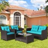 Costway 8 PCS Patio Rattan Furniture Set Glass Table Shelf Sofa Cushion Black/Red/Turquoise/Navy/Gray - 2 of 4