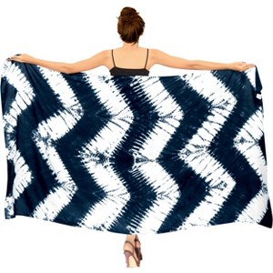 LA LEELA Women's Beach Bikini Swimwear Cover up Wrap Skirt Bathing suit Summer Wraps Sarong Swimsuits for Women One Size Blue, Tie Dye Design - 1 of 4