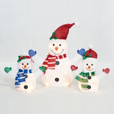 Everstar SET OF 3 UL PLUSH SNOWMAN FAMILY SCULPTURE, White