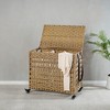 Laundry Hamper with Lid Clothes Hamper Synthetic Rattan 3-Section Laundry Sorter Basket with Removable Liner Bags for Laundry Room - 3 of 4