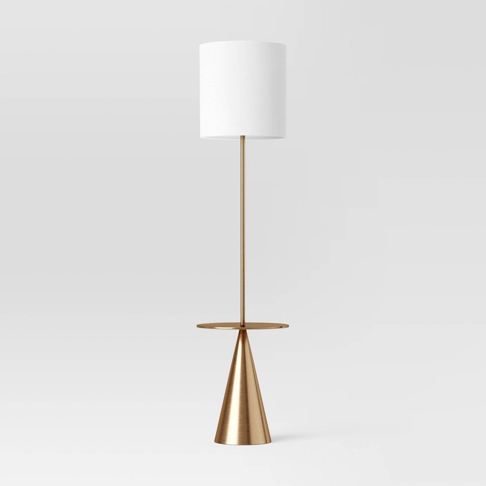 Modern Floor Lamp with Table Brass (Includes LED Light Bulb) - Threshold™