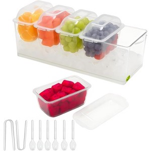 Aoibox Ice Chilled Condiment Caddy with 5 Containers & Lids, Serving Tray for Parties, Bar Accessories, Fruit, Salad, Taco, Garnish - 1 of 4