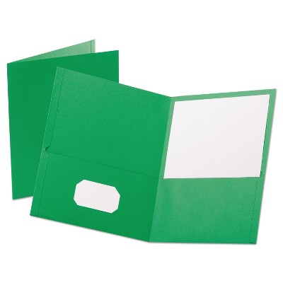 Oxford Leatherette Two Pocket Portfolio 8 1/2" x 11" Green 10/PK 57573
