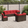 vidaXL 8 Piece Patio Sofa Set with Cushions Brown Poly Rattan - 2 of 4