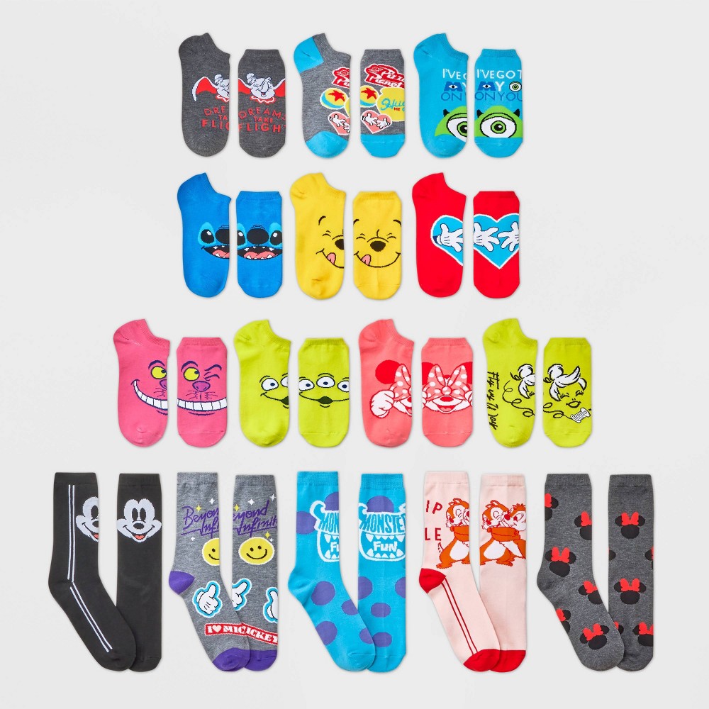 Women's Disney 100th Anniversary 15 Days of Socks Advent Calendar - Assorted Colors 4-10