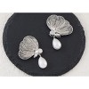 Anna-Kaci Butterfly Wings Zircon Pendant Pearl Dangle Drop Earrings 925 Sterling Silver Post for Women - 3 of 4