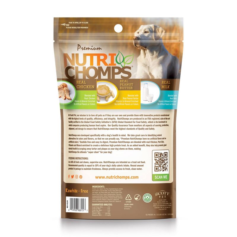 Nutri Chomps Assorted Flavor with Chicken, Peanut Butter and Milk Braids Dog Treats - 4ct/5.64oz, 3 of 5