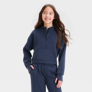 Girls' Airy Sleek 1/2 Zip Pullover Sweatshirt - All In Motion™ - 1 of 3