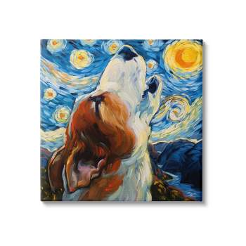 Stupell Industries Howling Dog Classic Painting Canvas Wall Art