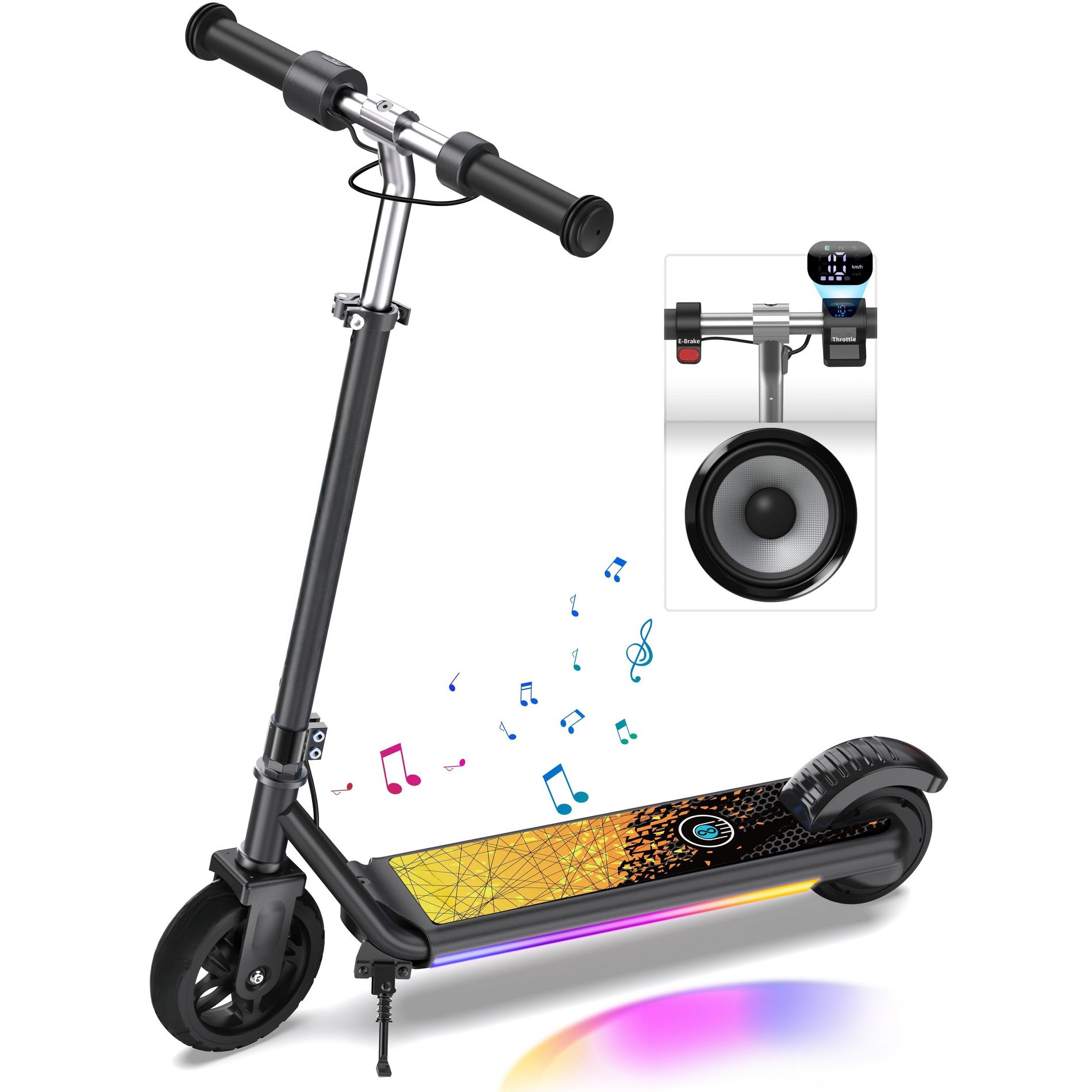 Mastgoal Electric Scooter for Kids, 150W Motor 10mph Speed Electric Scooter with Adjustable Handlebar and LED Light, Best Gift for Kids-Black
