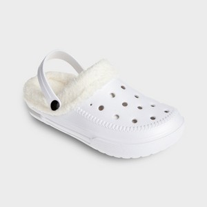 FOAMWALK Women's Comfortable Furry Solid and Bubble Heel Platform Clogs with Faux Fur Lining - Fur Lined Clogs for Women - 1 of 4