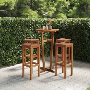 vidaXL Bar Stools 4 pcs Solid Wood Acacia - 1 of 4