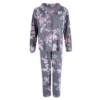 PJ Couture Women's Floral Print Notch Collar Pajama Set