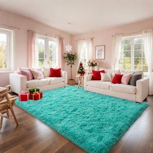 Bright Yellow Shag Rug, Ultra Soft 1.7" Thick, Non-Slip Backing, for Bedroom or Living Room - 1 of 4