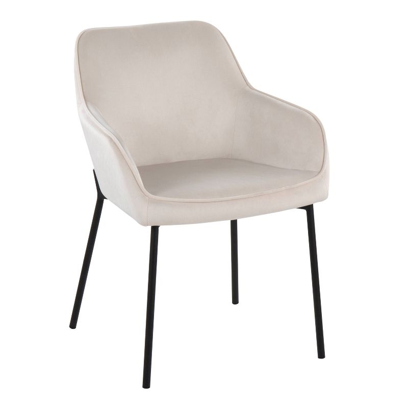 Set of 2 Daniella Velvet/Steel Dining Chairs Black/Cream - LumiSource, 3 of 11