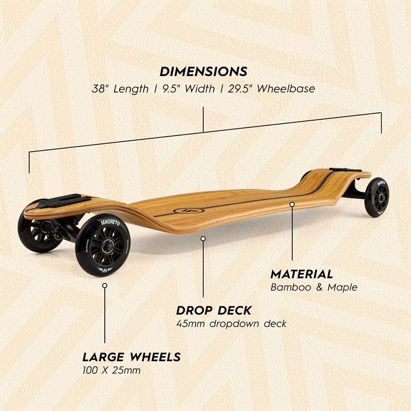 Magneto Glider Collection | 40" x 9.25" | Longboard Skateboard | 100mm Wheels | Bamboo Deck with Maple Core | Fully Assembled, 2 of 9