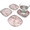 Modern Home Set of 4 Natural Rose Quartz Stone Coasters - 3 of 4