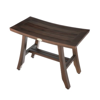 24" Wide Teak Wood Shower Stool with Crossbar