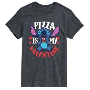 Men's - Lilo and Stitch - Pizza Is My Valentine Short Sleeve Graphic T-Shirt - 1 of 4