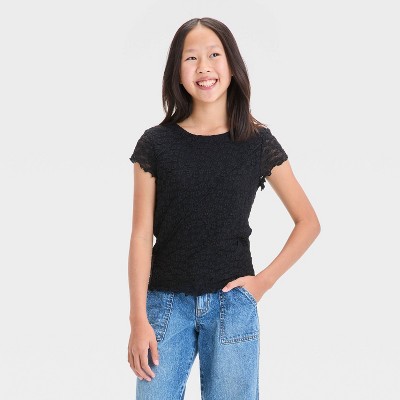 Girls' Short Sleeve Lace T-Shirt - art class™