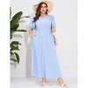 Plus Size Women's Tiered Ruffle Sleeve Maxi Dress with High Slit Elegant Long Flowy Party Dress - 4 of 4