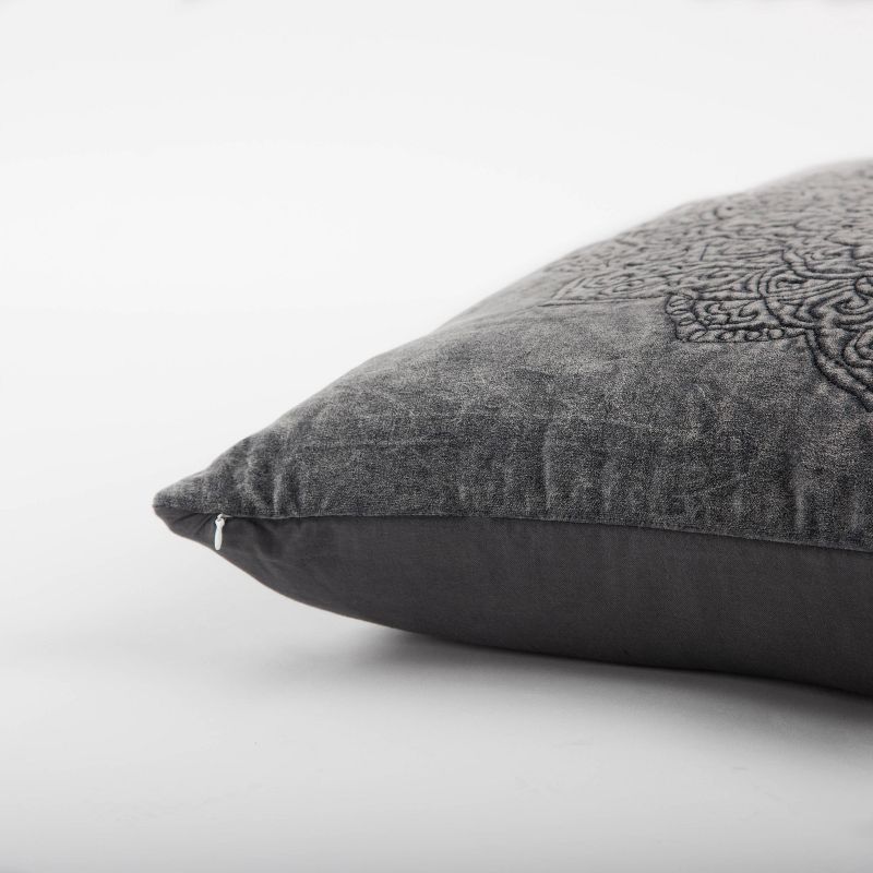 Medallion Throw Pillow Gray - Rizzy Home, 6 of 7