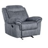 Vynxaria 2-Tone Gray Velvet Motion Glider Recliner w/Cenro Mechanism, Pocket Coil Seats, Wood-Metal Frame - 2 of 4