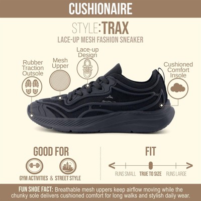 Женские кроссовки CUSHIONAIRE Trax Lace-Up Mesh Womens Shoes - Lightweight Platform Fashion Sneakers Casual Gym Shoes for Women , Black 9 — фото 2