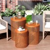 VisioGear Patio End Tables, 3-pcs Patio End Tables, Indoor Outdoor Nesting End Carved Trellis Design Side Table, Orange, 12.5"*12.5"*16.5" - 3 of 4