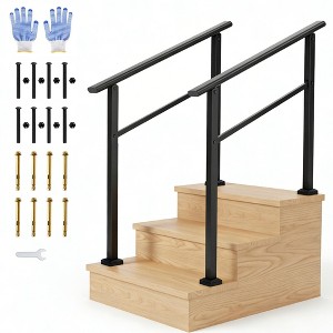Metal Handrails for 2-6 Step Outdoor & Indoor Stairs – Adjustable ...