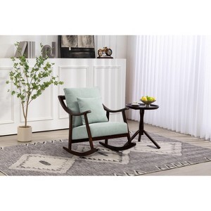 CAVINAS Linen Glider Rocking Chair with High Backrest,Mid Century Modern Upholstered Rocking Chairs,Nursery Accent Chair for Bedroom - 1 of 4