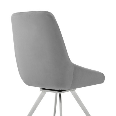 Contemporary Gray Velvet Upholstered Swivel Dining Chair