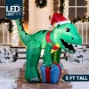 JOYFY 5 FT Christmas Inflatable Decoration, Blow Up Dinosaur with Gift Box Inflatable Yard Décor for Xmas Holiday Outdoor Garden Lawn Decoration - 3 of 4