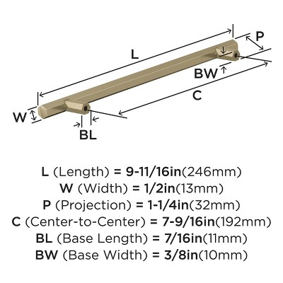 Golden Champagne Modern Bar Cabinet Pull with Mounting Hardware