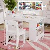 Garvee Kids Art Table and 2 Chairs, Craft Table with Large Storage Shelves,Wooden Drawing Desk Activity & Crafts for Kids - 3 of 4