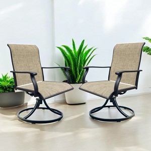Swivel Dining Chairs Set of 2, Outdoor Swivel Breathable Textilene Patio Chairs for Front Porch, Backyard, and Deck - 1 of 4